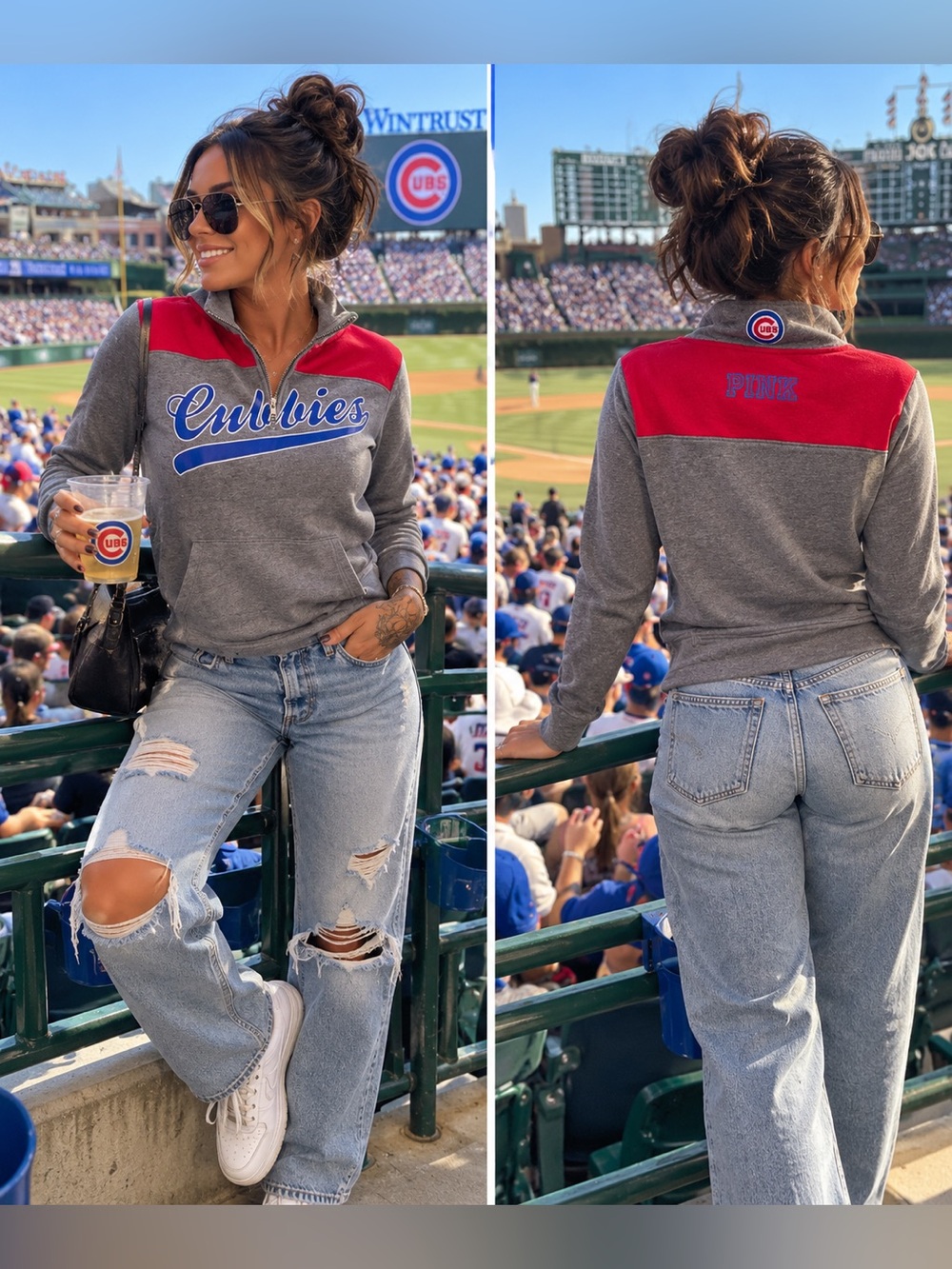 Victoria’s Secret PINK Chicago Cubs Quarter Zip Pullover S